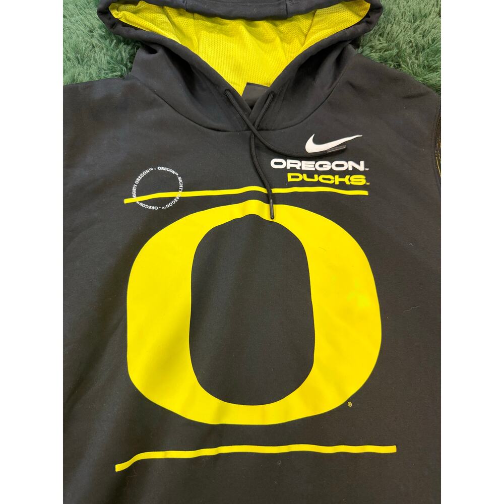Nike University of Oregon Yellow | Black 2XL Dri Fit Pullover Sweatshirt Hoodie - Picture 7 of 9
